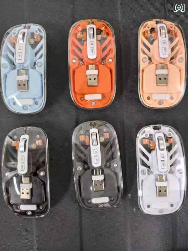 ワイヤレスマウス 静音 透明 3モード ゲーム用 ノートパソコン デスクトップ 接続 軽量 人間工学設計 1600dpi 5ボタン USB 2.4GHz 10m操作 光電式 四方向スクロール 充電式 グレー ブルー ホワイト オレンジ ピンク グリーン 4,338円