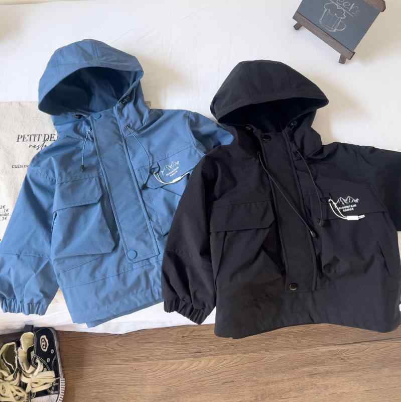 キッズ 男の子 フリース ジャケット 秋冬 防水 防風 透気性 ポリエステル コットン混 セットアップ フード付き セットアップ ハイキング アウトドア キャンプ サイクリング 黒 紺 3-8歳 100-140cm 軽量 速乾 単品 トレッキング 郊外散