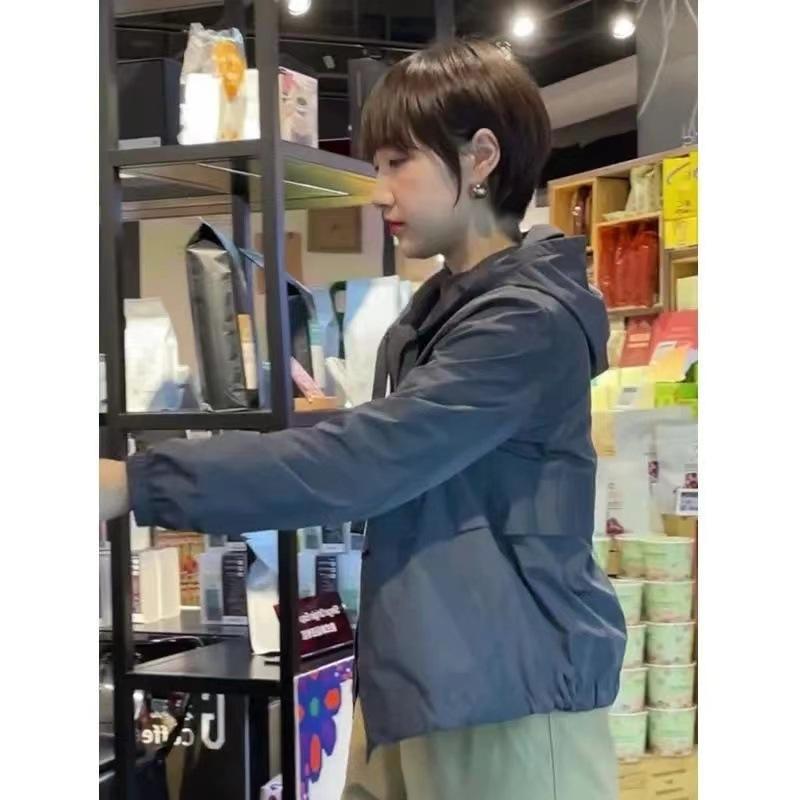 レディース コート ジャケット フード付き 短丈 コットン風 ポリエステル 長袖 ジップアップ ブラック グレー 気質 通勤 都市スタイル 軽量 伸縮性 春 秋冬 普段使い アウトドア