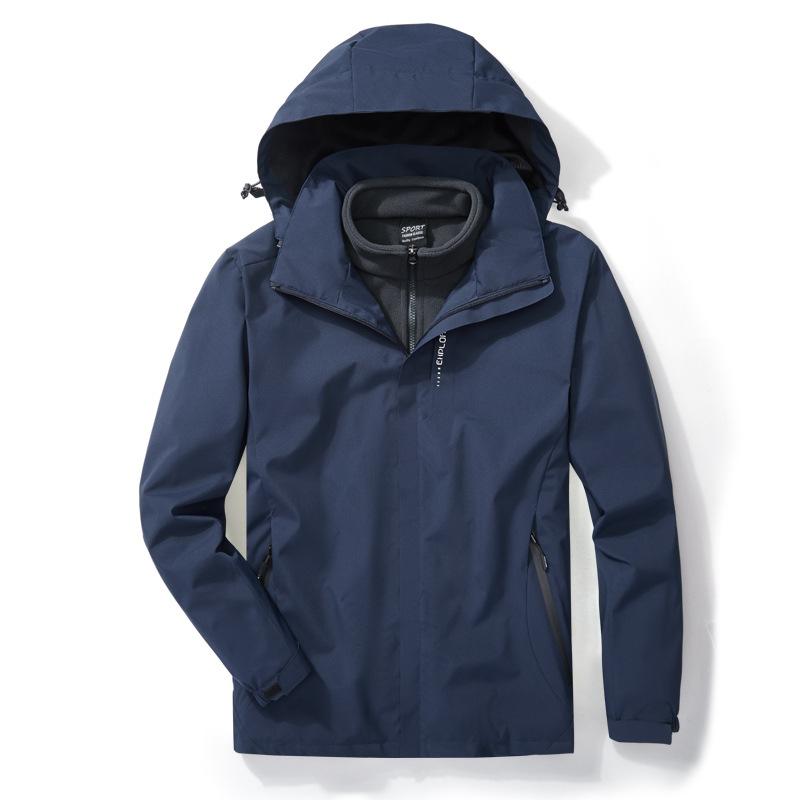 フード付き 防風 防水 登山ジャケット 男女兼用 冬用 保暖 軽量 ポリエステル 取り外し可能 フリース内胆 透気性 フーディー コート アウトドア ハイキング キャンプ トレッキング バックパック ランニング サイクリング ユニセックス ブラック ネイ