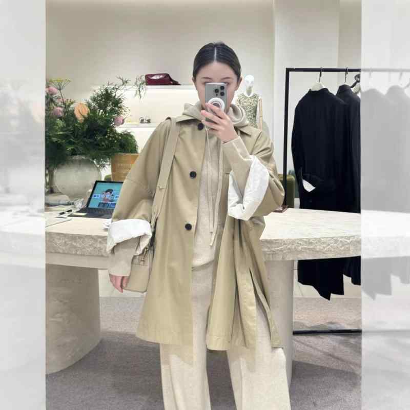 コート 女性用 秋冬 トレンチコート 綿 素材 純色 ?色 ミドル丈 ロングコート ゆったり シルエット スタンドカラー ロングスリーブ ポケット 付き ノーアイロン 加工 ワイドフィット シンプル デザイン 日韓 スタイル カジュアル ファッション 軽｜シャドーテール