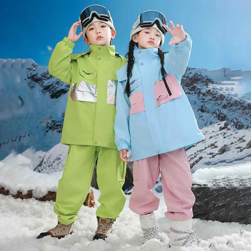 キッズ 小わっぱ用 滑雪服 小学生 男女兼用 秋冬 仕かける ぼうぜん自失衣 フリース ラインドライブ 雨合羽 防風 防汚 デュポン製造 青色 パープル 緑であること ロングズボン下 三点仕かける 歳月冬 春 秋 冬 120珊 130珊 140珊 150珊 160珊 17 コート・ジャケット-キッズファッション-キッズ・ベビー・マタニティ