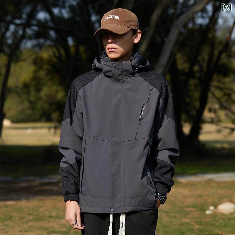 フリース レディース メンズ 防水 防風 フード付き 脱着式 3in1 ジャケット 秋冬 登山 アウトドア ハイキング スキー クライミング トレッキング ?? 軽量 透湿 切り替え デザイン グレー ブラック ホワイト レッド ブルー グリーン ピンク