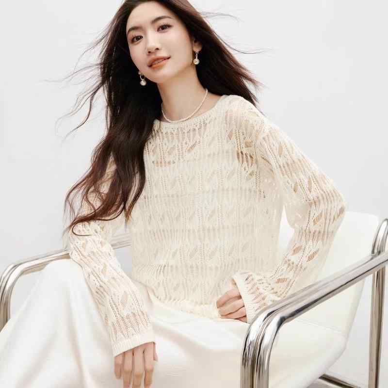 ニット トップス 女性用 春夏 Vネック 長袖 綿素材 厚手 切り替え 落肩 ゆったり かわいい 気質 通勤風 セットアップ 吸湿速乾 伸縮性 ホワイト グレー