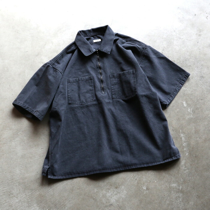 アルヴァナ トップス alvana ブラック ツイル ハーフジップ 半袖 シャツ BLACK TWILL HALF ZIP S/S SHIRTS オールドブラック OLD BLACK 2026春夏新作