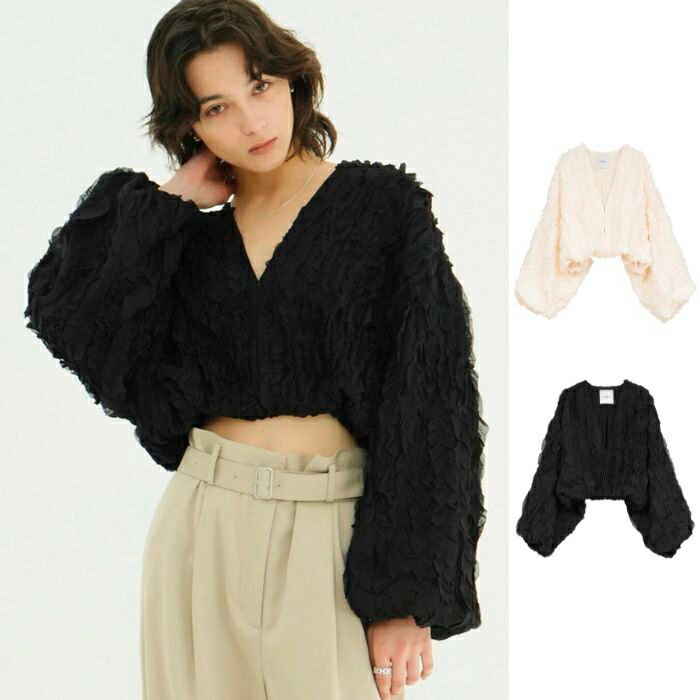 即日発送 CLANE 正規商品 トップス クラネ トップステッチ フリル ボレロ TOPSTITCHED FRILL BOLERO アイボリー/ブラック 2色展開 2026春夏新作