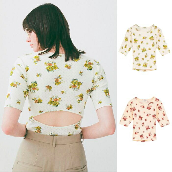 【先着引き換え証客体】 CLANE 定め事商いもの クラネ うしろ側 開けはなし 御花 トップス BACK OPEN FLOWER TOPS 黄色/赤いこと YELLOW/RED 2色詳しく述べる 2026春夏新作