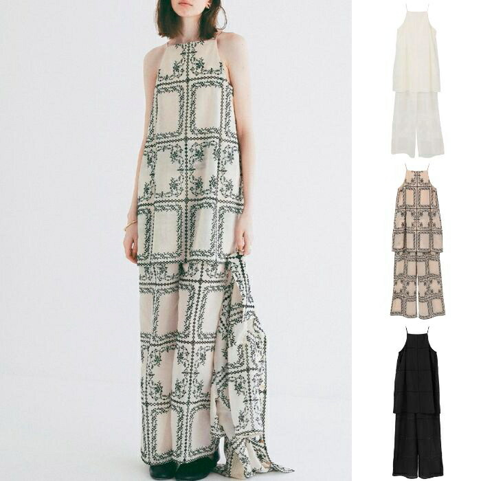CLANE 置き目商いもの クラネ 刺しゅう スピード競技 キャミ オールインワン EMBROIDERY LACE CAMI ALL IN ONE 白いこと/黒いこと/交ぜ合わせる 2026春夏新作
