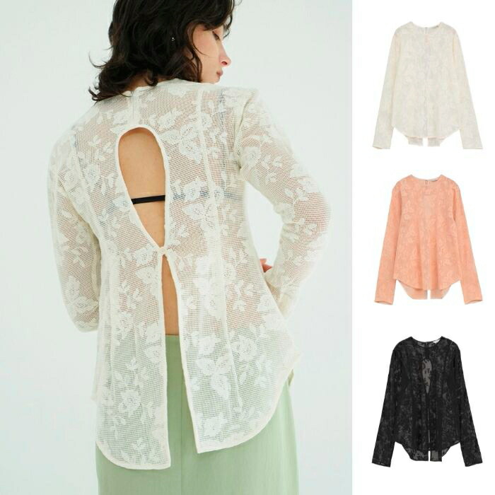即日発送 CLANE 正規商品 クラネ バックデザイン フラワー レース トップス BACK DESIGN FLOWER LACE TOPS ホワイト/オレンジ/ブラック 3色展開 2026春夏新作