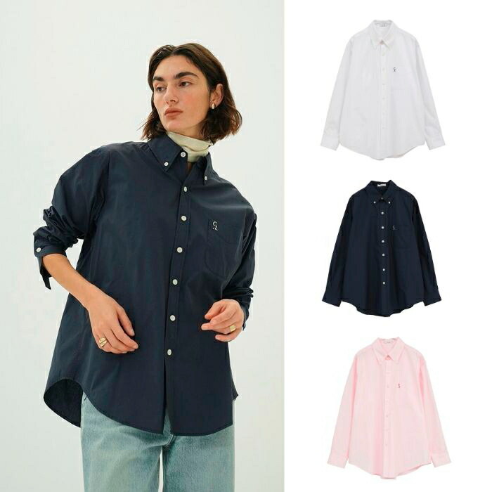 即日発送 CLANE 正規商品 シャツ クラネ ロゴ ボタンダウン ベーシック シャツ LOGO BUTTON DOWN BASIC SHIRTS ホワイト ネイビー ピンク 3色展開 2026春夏新作