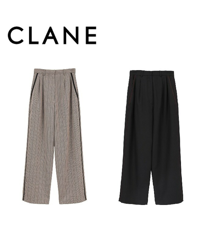 【26AW 先行予約】CLANE 正規商品 クラネ ヘリンボーン ライン パンツ HERRINGBONE LINE PANTS ブラック/ミックス 2色展開 2026秋冬新作|Shafter