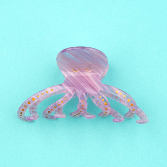 ククシュゼット正規商品ヘアアクセクリップかわいい海夏魚ギフトフランスCoucouSuzetteタコヘアクローOctopusHairClawパープルPurple