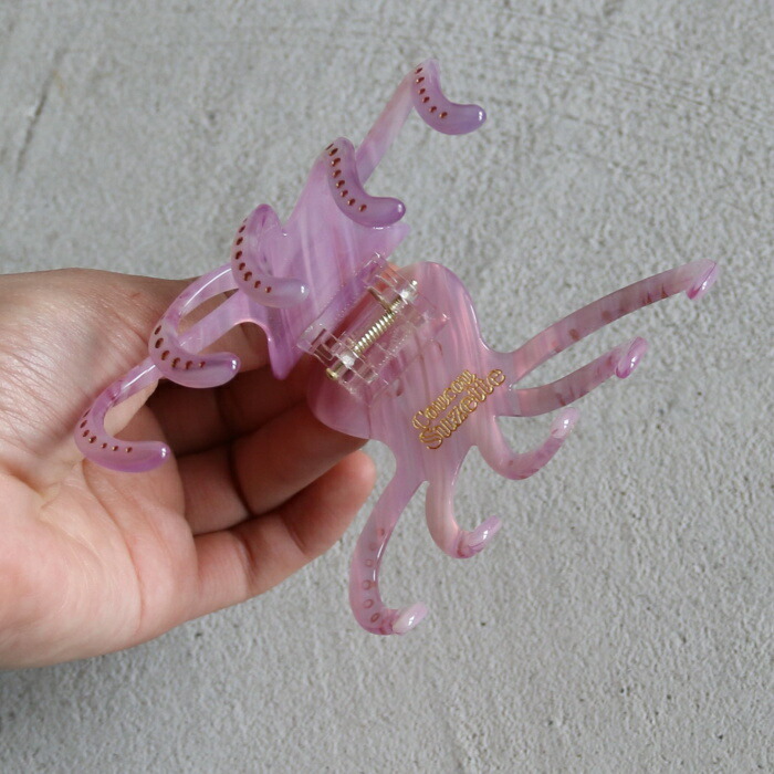 ククシュゼット正規商品ヘアアクセクリップかわいい海夏魚ギフトフランスCoucouSuzetteタコヘアクローOctopusHairClawパープルPurple