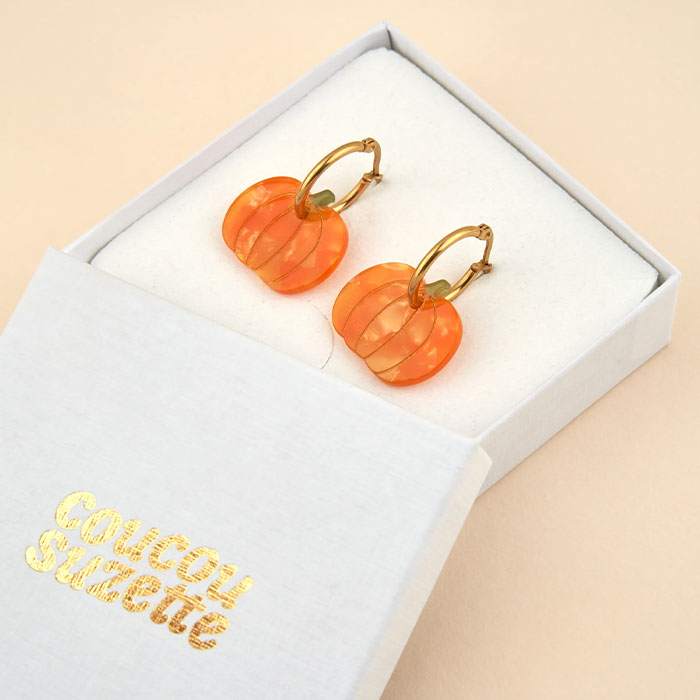 【春夏限定の特別な紙バッグでお届け】【公式通販 3,980円以上 送料無料】ククシュゼット 正規商品 ピアス 両耳 ギフト 新作 秋 個性的 ハロウィン Coucou Suzette パンプキン ピアス Pumpkin Earrings オレンジ Orange