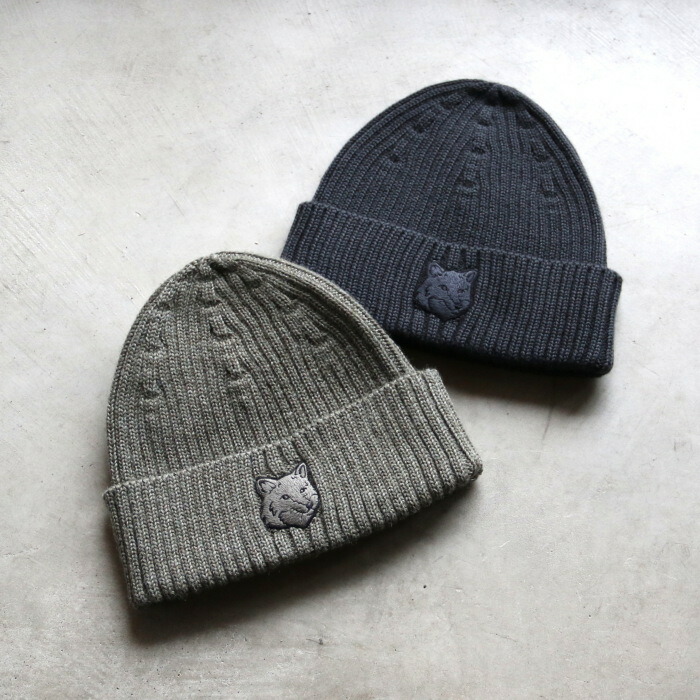 楽天市場】MAISON KITSUNE メゾンキツネ ニット帽 BOLD FOX HEAD