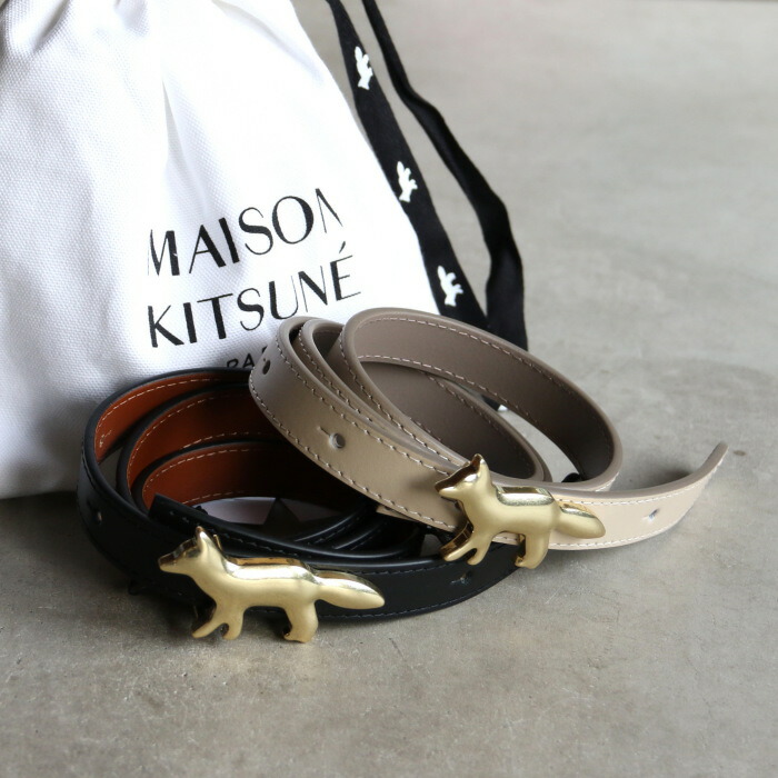 メゾンキツネ 胴締め MAISON KITSUNE プロファイル 稲荷 リヴァーシブル 胴締め 専用合切袋付き添い人 PROFILE FOX RIVERSIBLE BELT 黒いこと/トープ 2026春夏新作
