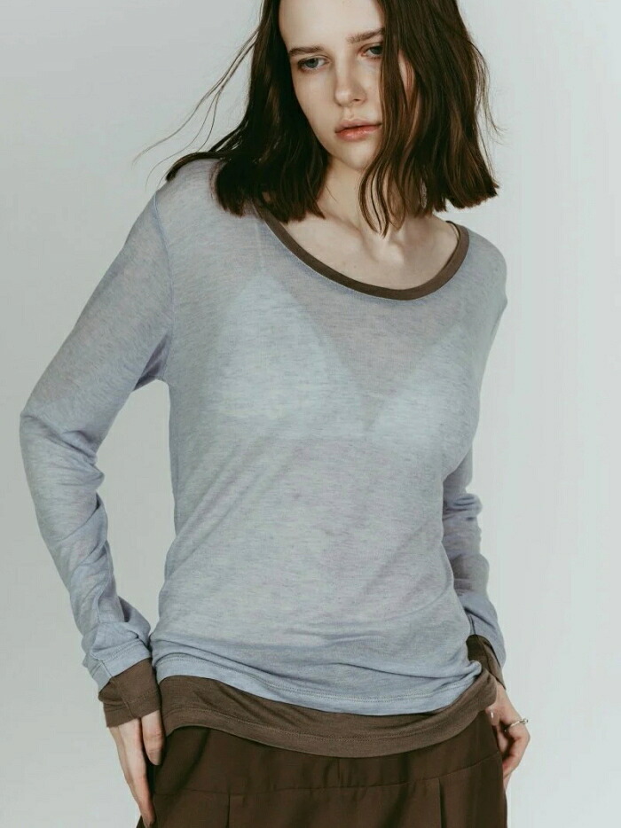 Knuth Marf トップス クヌースマーフ ラウンドネック レイヤード トップス round neck layered top ホワイト/ブルー/ブラック/ベージュ 4色展開 2026春夏新作 6,512円