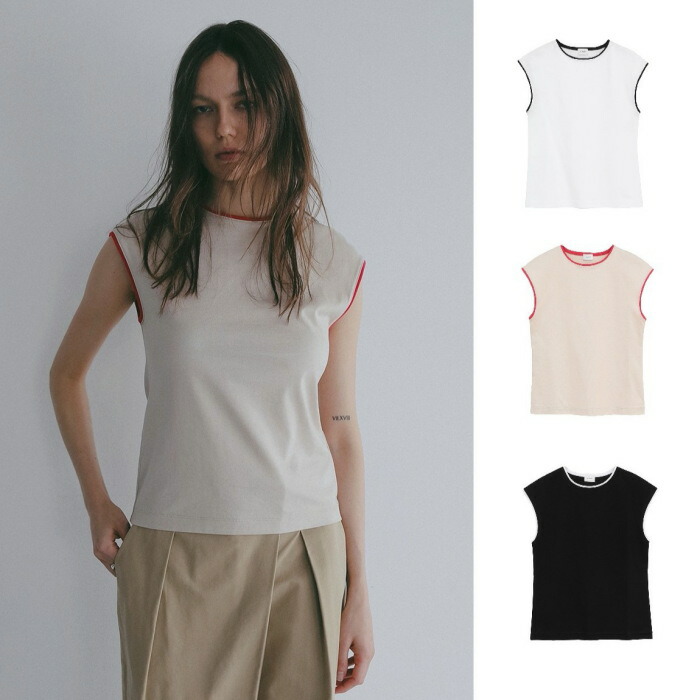 MANOF 置き目商いもの トップス マノフ バイ色つや とり捨てる トップス BICOLOR CUT TOPS 白いこと/ベージュ/黒いこと WHITE/BEIGE/BLACK 3色詳しく述べる 2026春夏新作