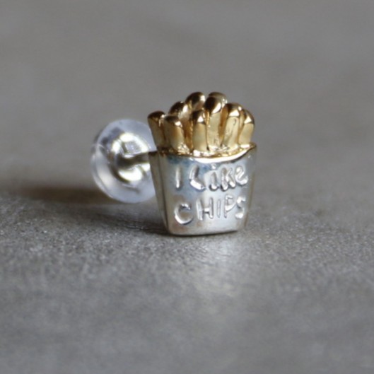 Poly Things 正規取扱 ポリーシングス ピアス 片耳用 アクセサリー ギフト チップス ポテト ピアス I Like Chips Pierce シルバー×ゴールド Silver Gold