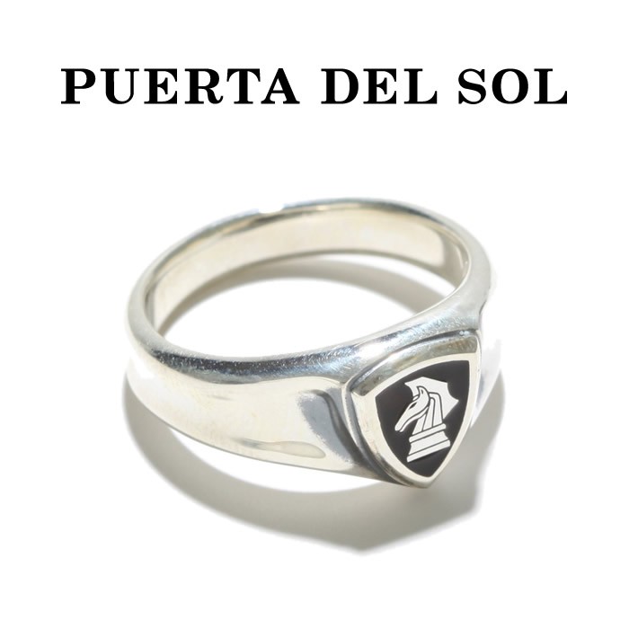 PUERTA DEL SOL プエルタデルソル Chess Knight Emblem Ring チェスナイト爵 旗幟 輪っか SILVER しろがね色