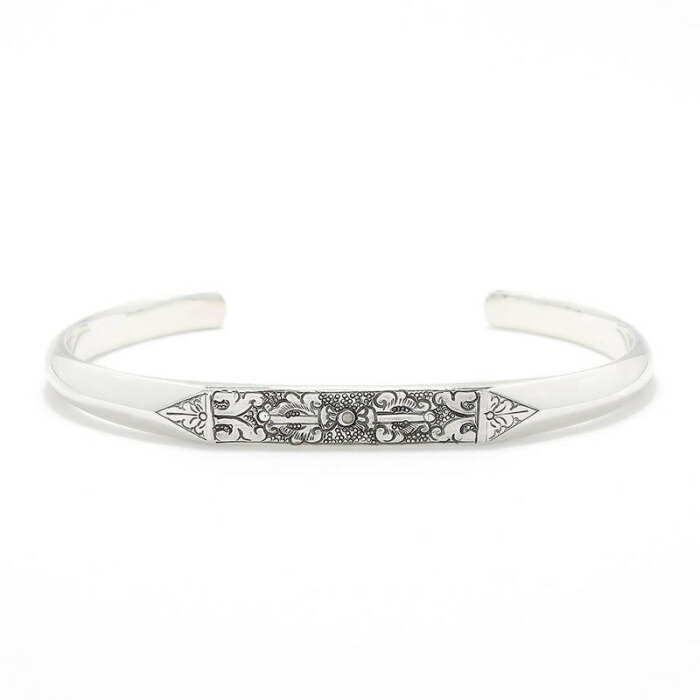 スーマンダックワ バングル Suman Dhakhwa ドージェカーブドトライアングルカフ しろがね色 Dorje Carved Triangle Cuff Silver