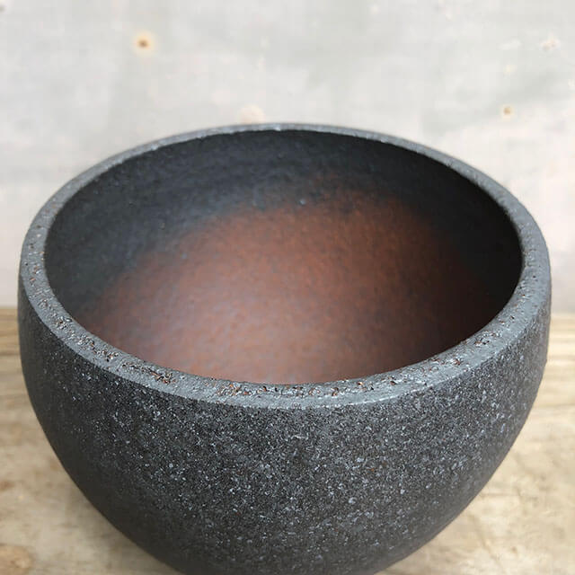 楽天市場 Kamiyama Tubopot Black 10cm 10 5cm かみ山陶器 3号 手作り 植木鉢 信楽焼 黒 グレー 底穴大きい ボウル Shallow