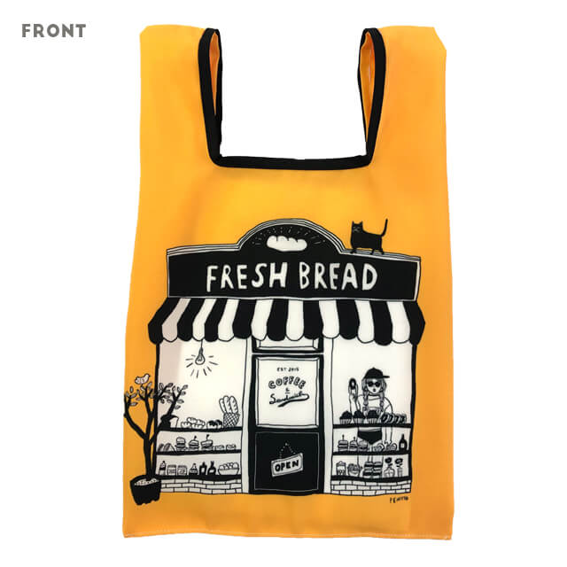楽天市場 コンビニバッグs マラソン中にパン屋に来た女子 Penitto ペニット 黄色 おしゃれ ポップ シュール 個性的 プチギフト レジ袋 コンパクト 小さい 折りたたみ イラスト 猫 エコバッグ Shallow