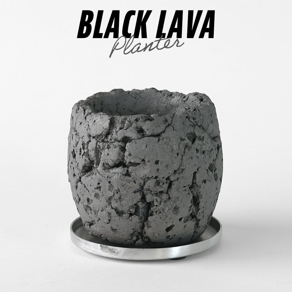 楽天市場】BLACK LAVA PLANTER【 L 】 Φ10cm×H10cm 陶器 植木鉢 受皿付
