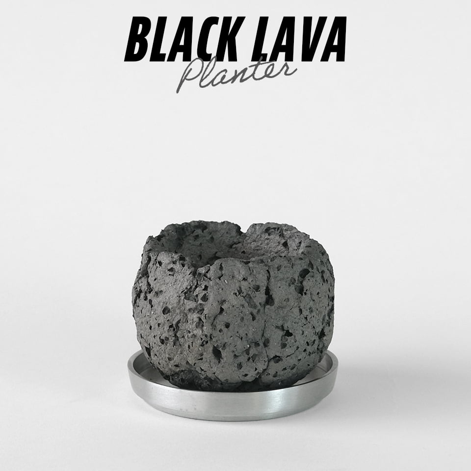 溶岩の家('94ポルトガル/仏/独) 楽天市場】BLACK LAVA PLANTER【 S 】 Φ8.5cm×H7cm 陶器 植木鉢 受皿付