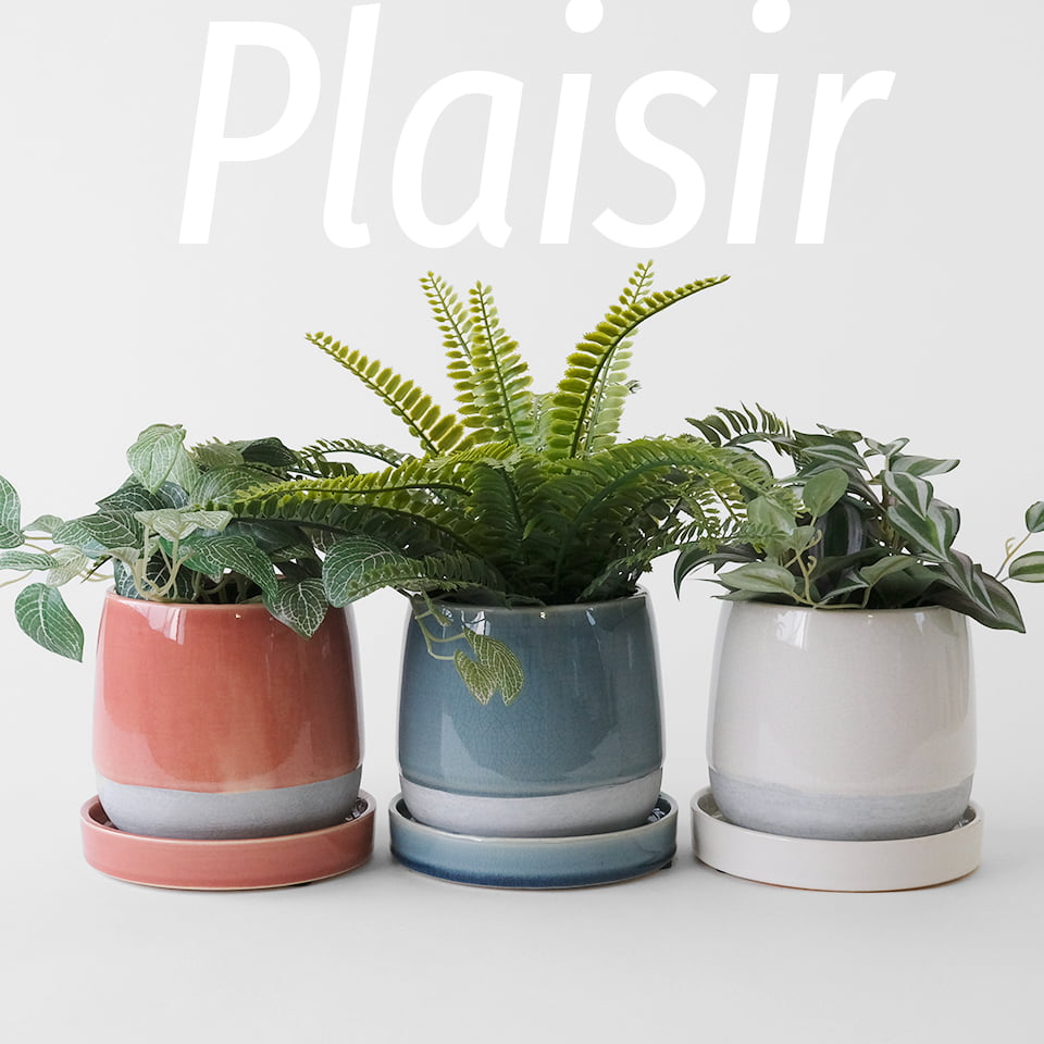 楽天市場】Plaisir Pot 4号：13.5cm×12cm 植木鉢 受皿付 プレジール