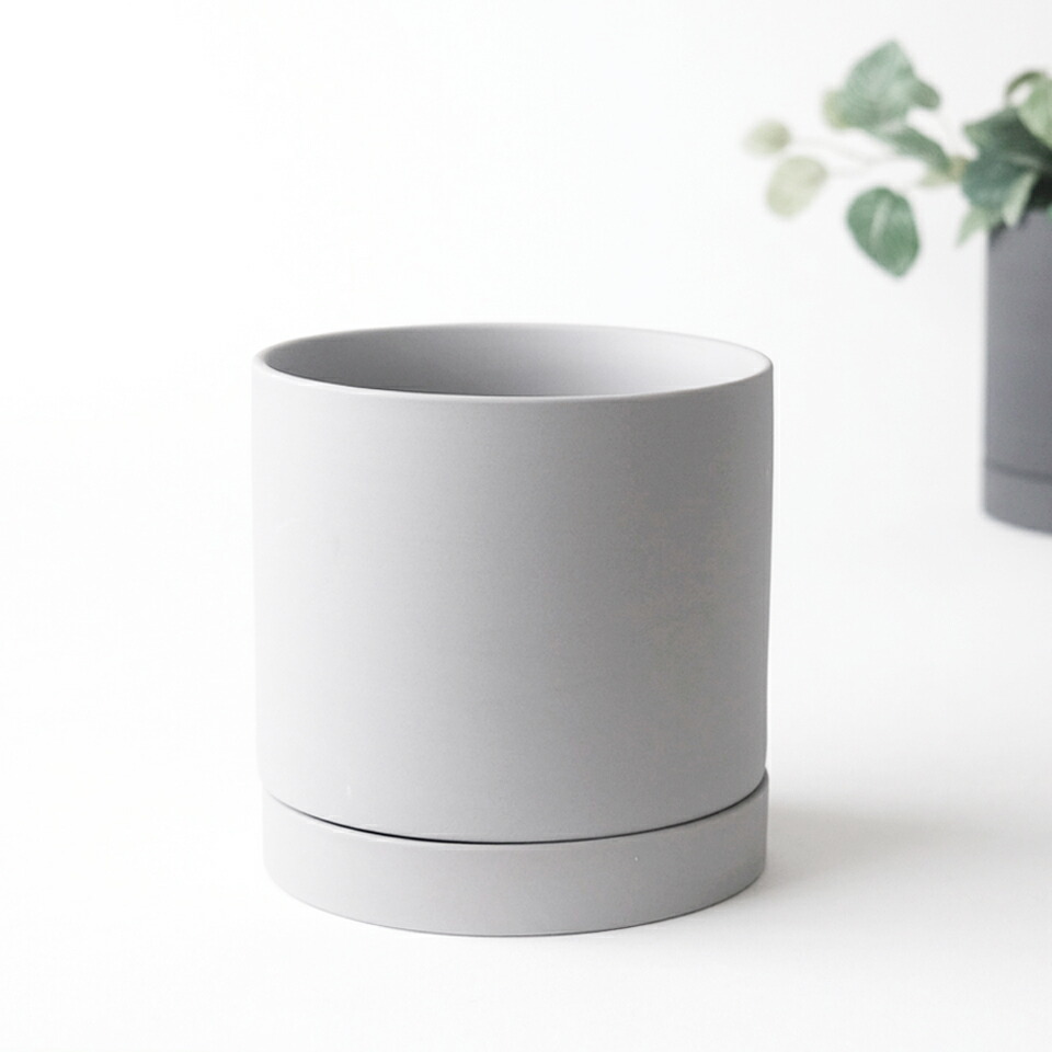 楽天市場】Roots【ライトグレー】5号鉢 15cm 受け皿付 植木鉢 陶磁器