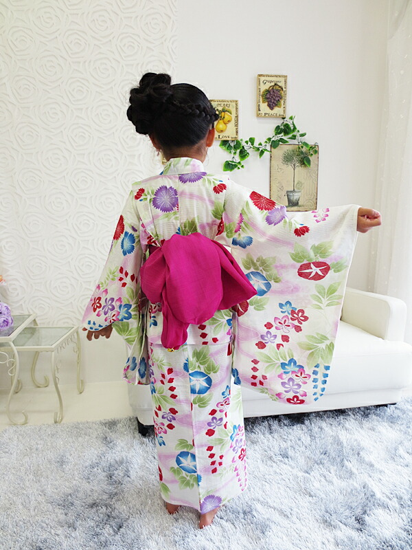 安いそれに目立つ 撫松庵ジュニア 子供浴衣 朝顔 白 女の子 7 8歳 1 10p03dec16 安いそれに目立つ Ihmc21 Com