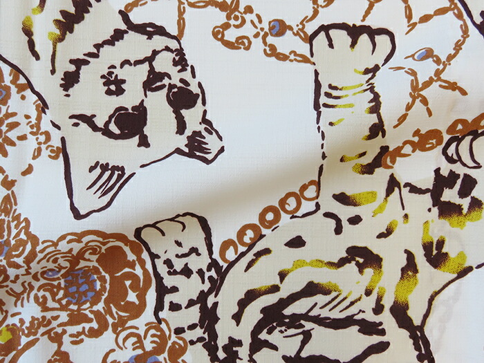 和風宮闕 レディース浴衣 ヤマネコ アンティーク ジュエリー 猫 芝崎ルミ 純白 アイボリー ベージュ 銅色構成 Marchesoni Com Br