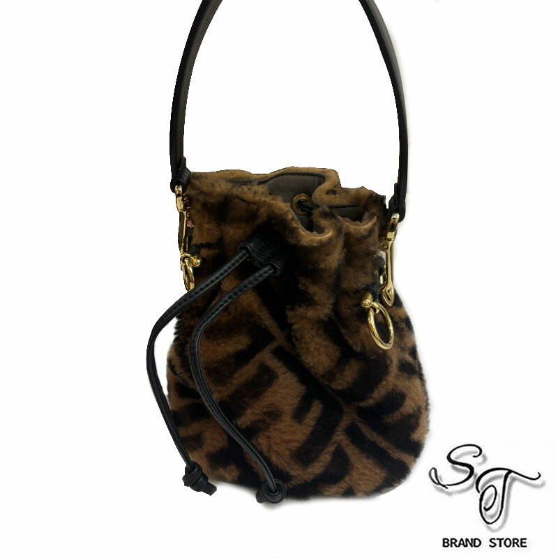 美品✨ FENDI ミニモン トレゾール 2way 巾着 ズッカ柄　斜め掛け 美品✨ FENDI ミニモン トレゾール 2way 巾着 ズッカ柄 斜め掛け