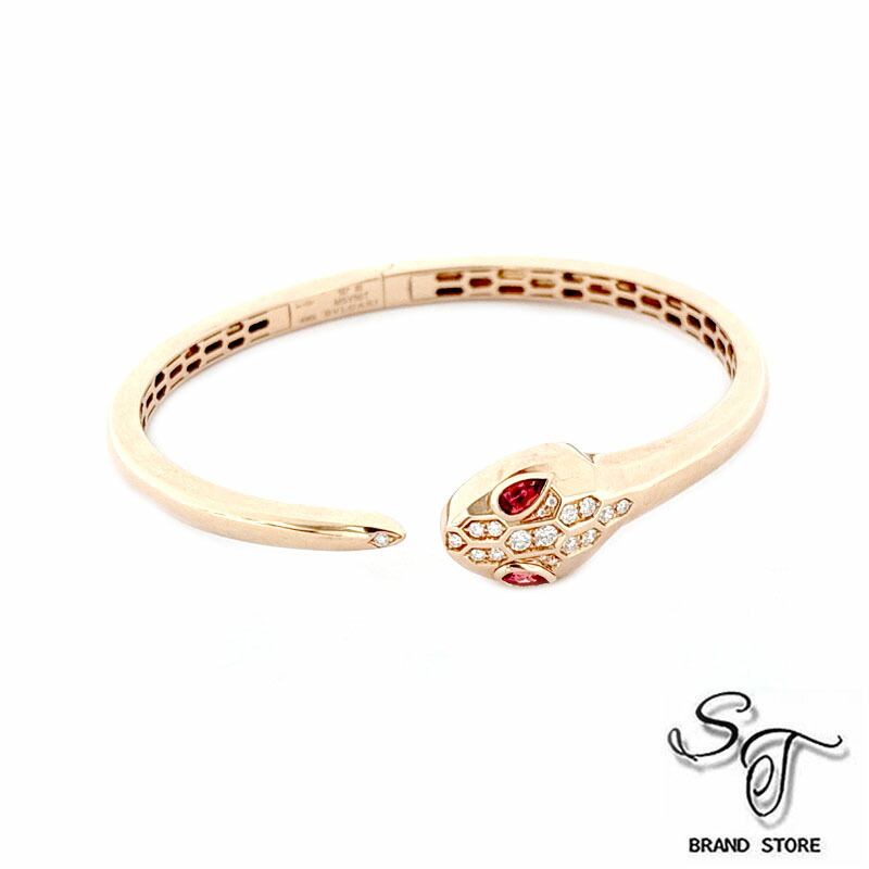 ■ブルガリ■BVLGARI セルペンティ ブレスレット Mサイズ PG ダイヤ ルベライト 重量約25.8g【中古A】