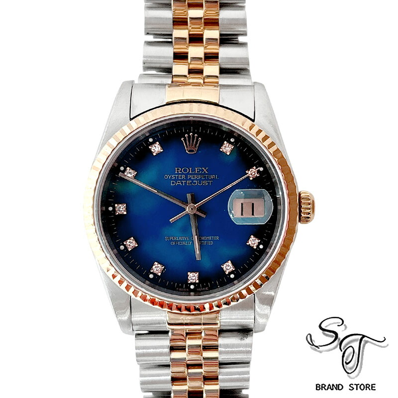 ■ロレックス■ROLEX デイトジャスト 16233G/10Pダイヤ/ブルーグラデーション K18YG/SS/自動巻/X番/メンズ時計【中古A】【本体のみ】
