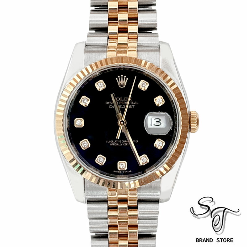 ■ロレックス■ROLEX ロレックス ROLEX デイトジャスト36 116233G Z番 ブラック文字盤 SS/YG 自動巻き メンズ腕時計 10Pダイヤ 【中古A】【使用感あり】【本体のみ】