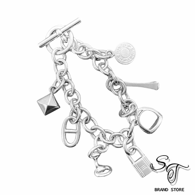 ■エルメス■HERMES HERMES エルメス アミュレット セリエ カデナ メドール シェーヌダンクル ホースビット エトリエ ブレスレット シルバー 重量61.8g【中古A】【使用感あり】【本体のみ】｜ブランドストアーST