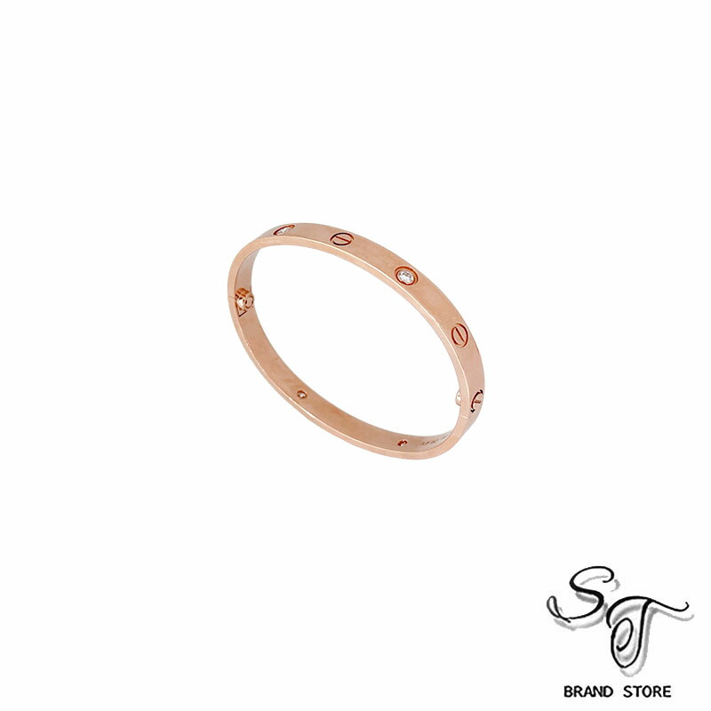 ■カルティエ■Cartier ラブ ブレスレット 4Pダイヤモンド PG #17 【中古A】｜ブランドストアーST