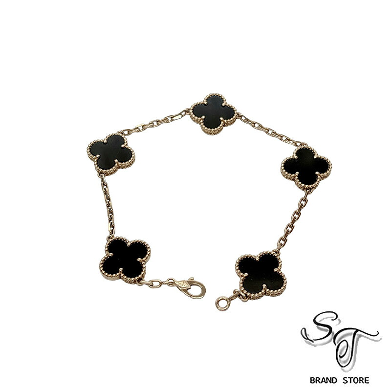 【Van Cleef & Arpels 】ヴァンクリーフ＆アーペル ヴィンテージ アルハンブラ ブレスレット 5Pモチーフ VCARA41300 オニキス レディース 【中古品】【本体のみ】｜ブランドストアーST