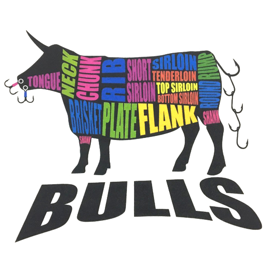 楽天市場 送料無料 Bulls 牛 牛の部位を英語でプリントしたブルズtシャツ 鼻と尻尾にフックが 釣りtシャツ ルアー 釣りパーカー 釣りt ルアー 釣りガール 釣りtシャツ タイラバ バス釣り エギング ロックフィッシュ シュノーケル スキューバダイビング