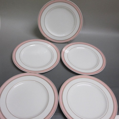 ★ノリ竹/Noritake  ボーンチャイナ φ21 一皿 5枚仕掛ける サクラ色＆ゴールド生産ライン/金彩   廃盤品 新入荷【中古】