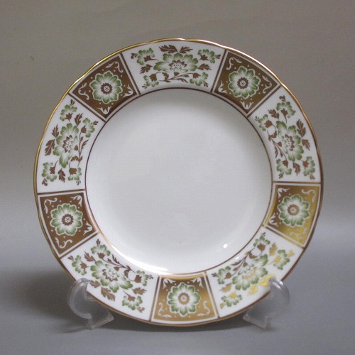 ★ロイヤルクラウンダービー/Royal Crown Derby　グリーンダービーパネル 金彩花　φ21.5プレート　新入荷【中古】