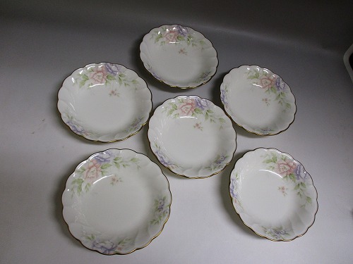 ★ノリタケ/Noritake チェルシー・フラワー/Chelsea Flower 　深皿/ボウル 小 6客セット 花柄/金彩 新入荷【中古】 7,326円