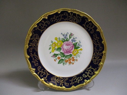 ★ワイマール /Weimar  エヒトコバルト/ Echt Cobalt 飾りつけ皿/一皿 金彩/花飾りつけ ＦＲＧ 新入荷 【中古】