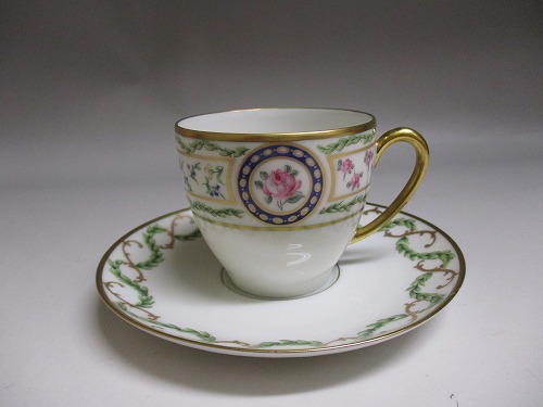 ★ビンテージ アビランド/Haviland ルーヴシエンヌ/Louveciennes デミタスカップ＆ソーサー 1974年 新入荷【中古】