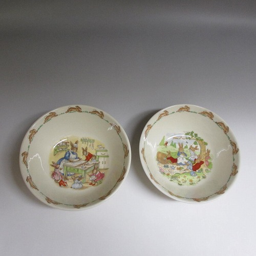 ★ロイヤルドルトン/Royal Doulton バニキンズ/Bunnykins 家兎 φ15糎 どんぶり鉢 2客仕掛ける 新入荷【中古】