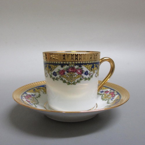 フランス共和国★LIMOGES/リモージュ LEGLE/レグル デミタスカップ＆平円盤 ビンテージ 金彩/ローズ 新入荷【中古】