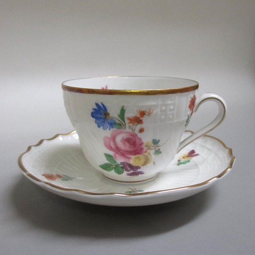 ★Hutschenreuther/フッチェンロイター Dresden/ドレスデン ハンドペイント フラワーブーケ/金彩/五つ花 デミタスカップ&ソーサー 新入荷【中古】|世界の洋食器 Antique シャノン