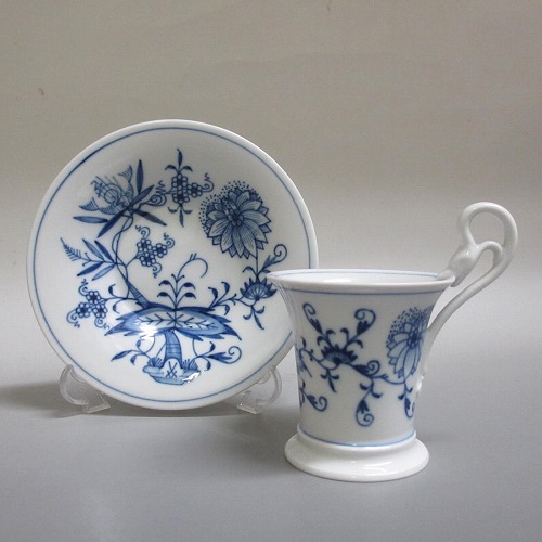 ★マイセン/Meissen 青碧玉ねぎ 黒茶優勝杯＆平円盤 白鳥/ご機嫌手持ち部分 新入荷【中古】